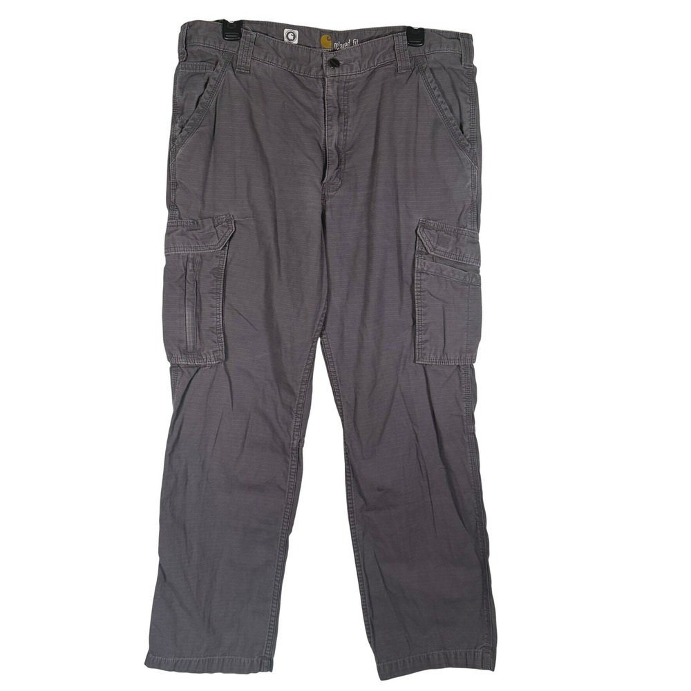 Carhartt Cargo Pants 36x32 Gray Relaxed Fit Ripstop Flaw Workwear Mens